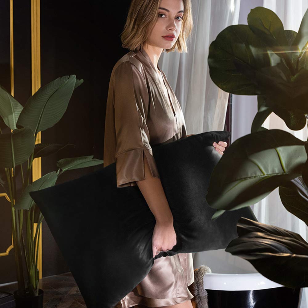 NTBAY Zippered Satin Pillow Cases for Hair and Skin, Luxury Queen Hidden Zipper Pillowcases Set of 2, 20x30 Inches, Black - Image 7