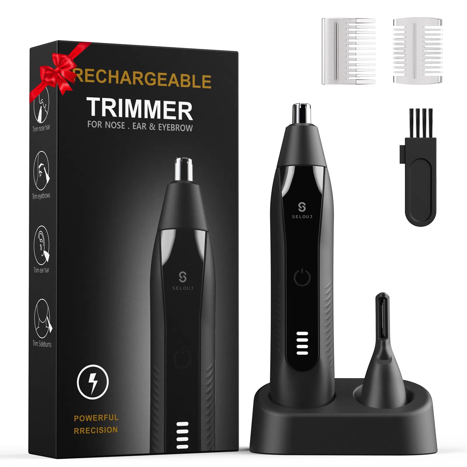 Photo 1 of Selouj Ear and Nose Hair Trimmer for Men, 2025 Professional Painless USB Rechargeable Eyebrow & Facial Electric Hair Trimmer for Men Women, Powerful Motor, Dual Edge Blades, IPX7 Waterproof Easy Clean