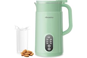 ARCMIRA Automatic Nut Milk Maker, 20 oz(600ml) Homemade Almond, Oat, Soy, Plant-Based Milk and Non-Dairy Beverages, Almond Milk Maker with Delay Start/Keep Warm/Boil, Soy Milk Maker with Nut Milk Bag, Green
