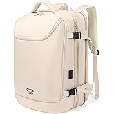 TANGCORLE Travel Backpack for Women, 50L Extra Large Capacity Backpack with USB Charging Port, Expandable 17.3 inch Laptop Backpack Mochila Flight Approved, Casual Daypack for Weekender,Beige