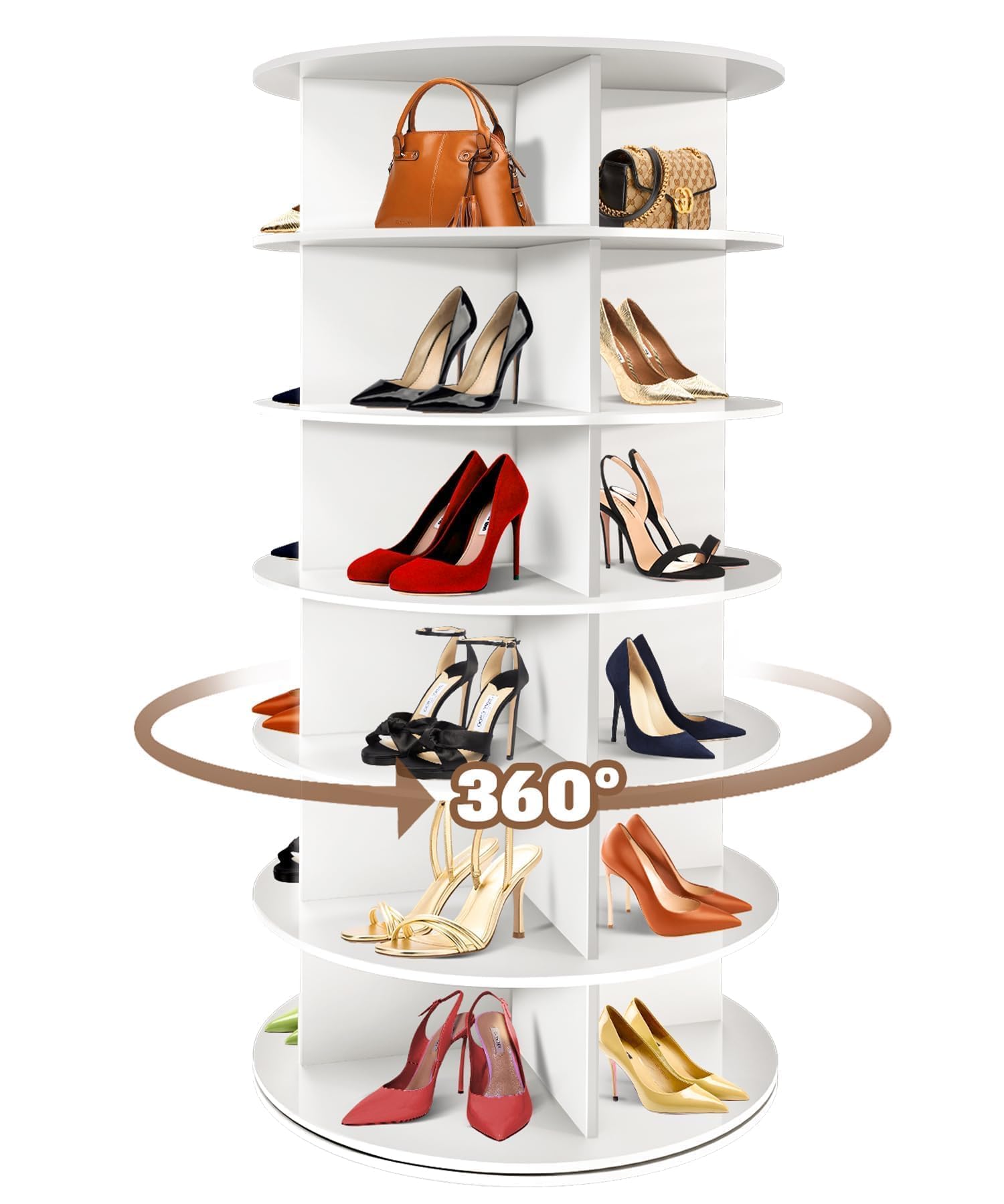 Rotating Shoe Rack Tower, 360° Revolving Round Free Standing Shoe ...