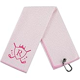 CybGene Microfiber Golf Towel for Women, 16'x 24', Pink - Initial R