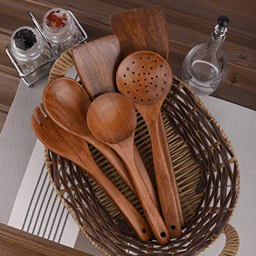 Wooden Utensils Wooden Spoons and Spatulas For Nonstick Pans Kitchen
