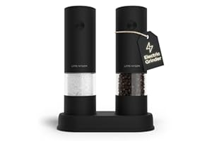LARS NYSØM Electric Salt and Pepper Grinder Set I Automatic Salt and Pepper Mills with Adjustable Ceramic Grinder I AAA-Batte
