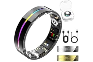 MUMUCREAM Smart Ring for Women Men,Health Fitness Tracker with Sleep/Blood Pressure/Oxygen Monitoring, Heart Rate & Activity Tracking,IP68 Waterproof, 7-Day Battery,No Subscription Fee 3-Black 8