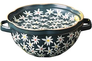 Large Soup Bowl with Handles and Lid, 1000ml Ramen Bowl for Instant Noodles Microwave Safe