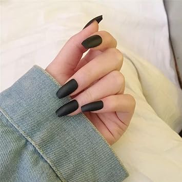 Sdgfdsfhzvn 24pcs Matte Pure Black Fake Finger Matte Fake Nails All Fingers Long Fake Nails Halloween Dress Up Amazon De Kuche Haushalt