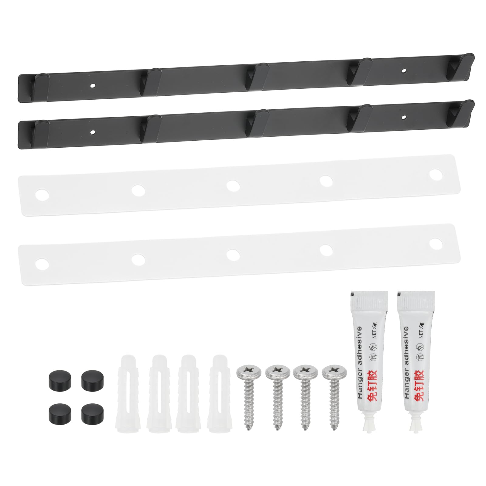 PATIKIL Coat Rack Wall Mount, 17" Metal Chamfer Wall Hooks Rail with 5 Hooks, Black