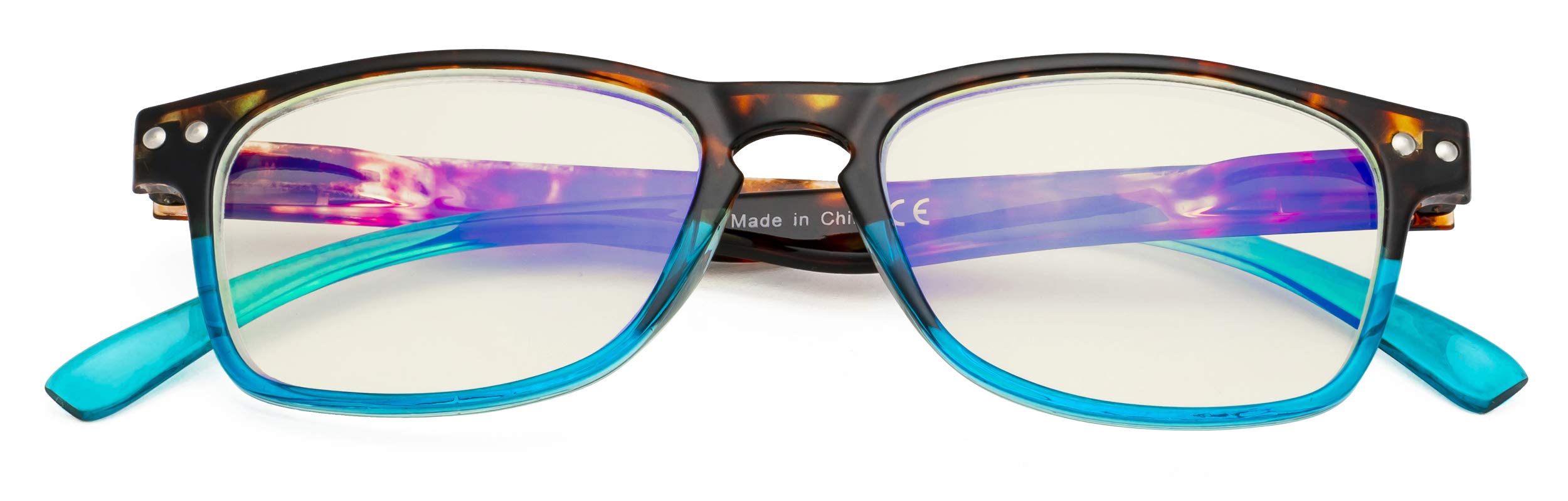 CessBlu Blue Light Filtering Glasses for Women Reading Digital Screen Blocking UV Rays Computer Eyeglasses (Tortoise Blue) +0.75
