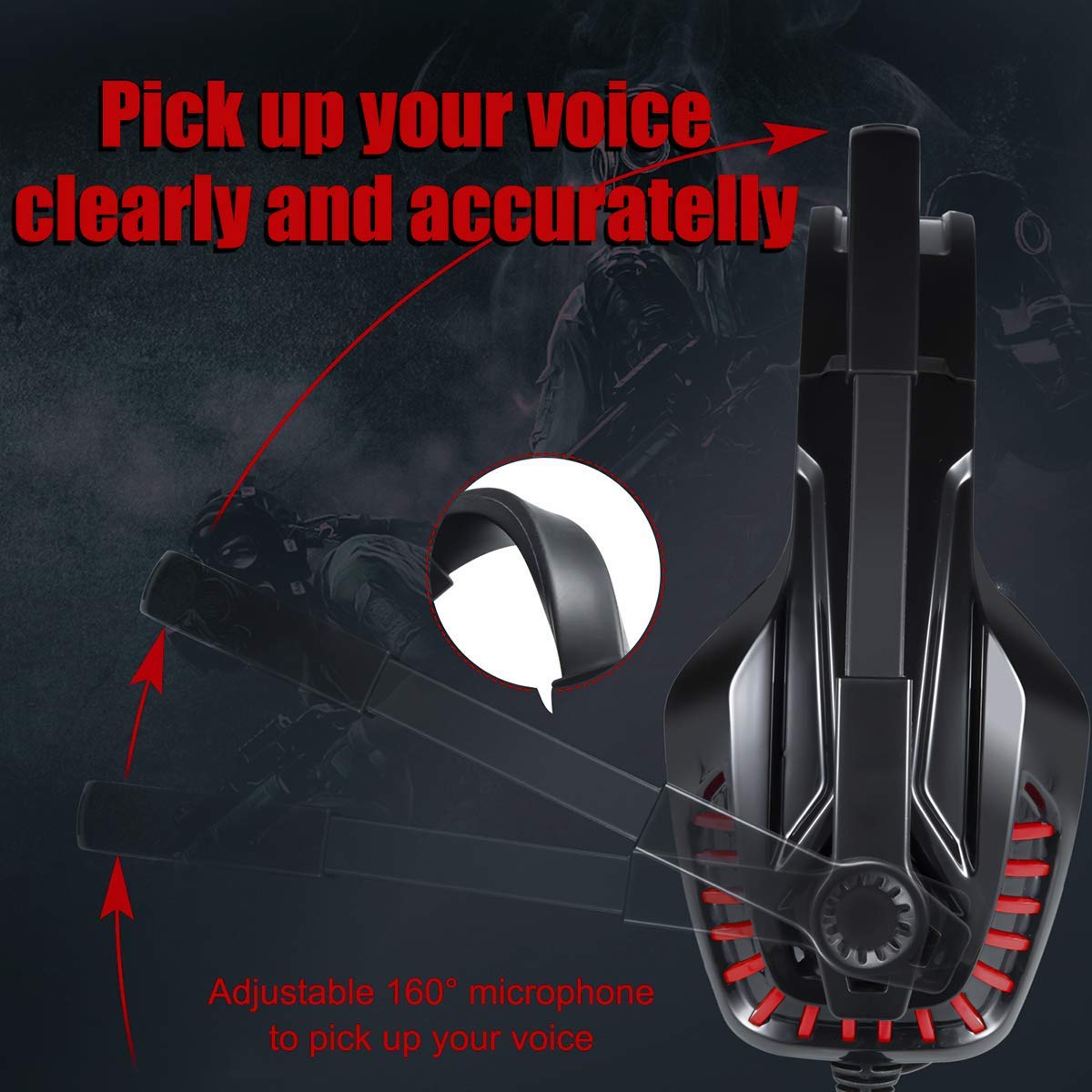 LATEC Gaming Headset für PS4, PC, Xbox One S, Laptop, Tablet, Phone, Mac, Gaming Kopfhörer mit Mikrofon, LED-Licht Stereo Bass Surround Rauschunterdrückungsmikrofon Over-Ear Headphones