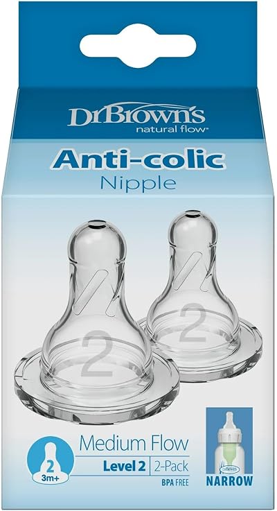 Dr. Brown's Narrow Neck Level 2 Teats 2 Pack - Silicone Baby Bottles