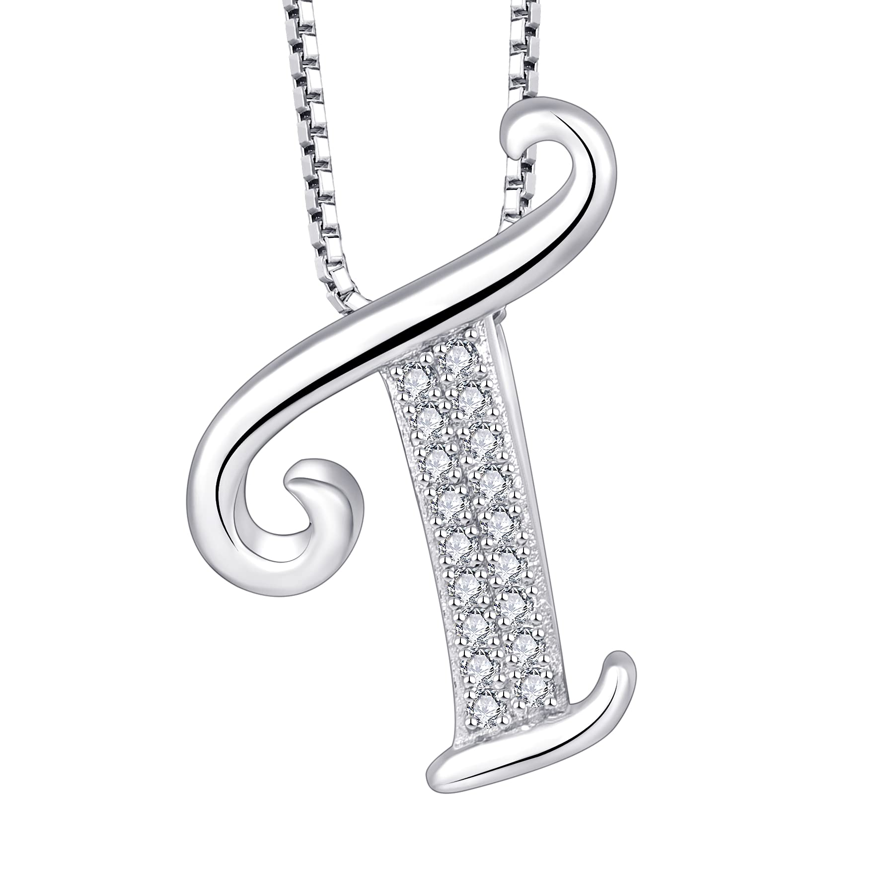 starchenie Letter Necklace Lucky Letter T Necklace Zircon Pendant 925 Sterling Silver Necklace for Women