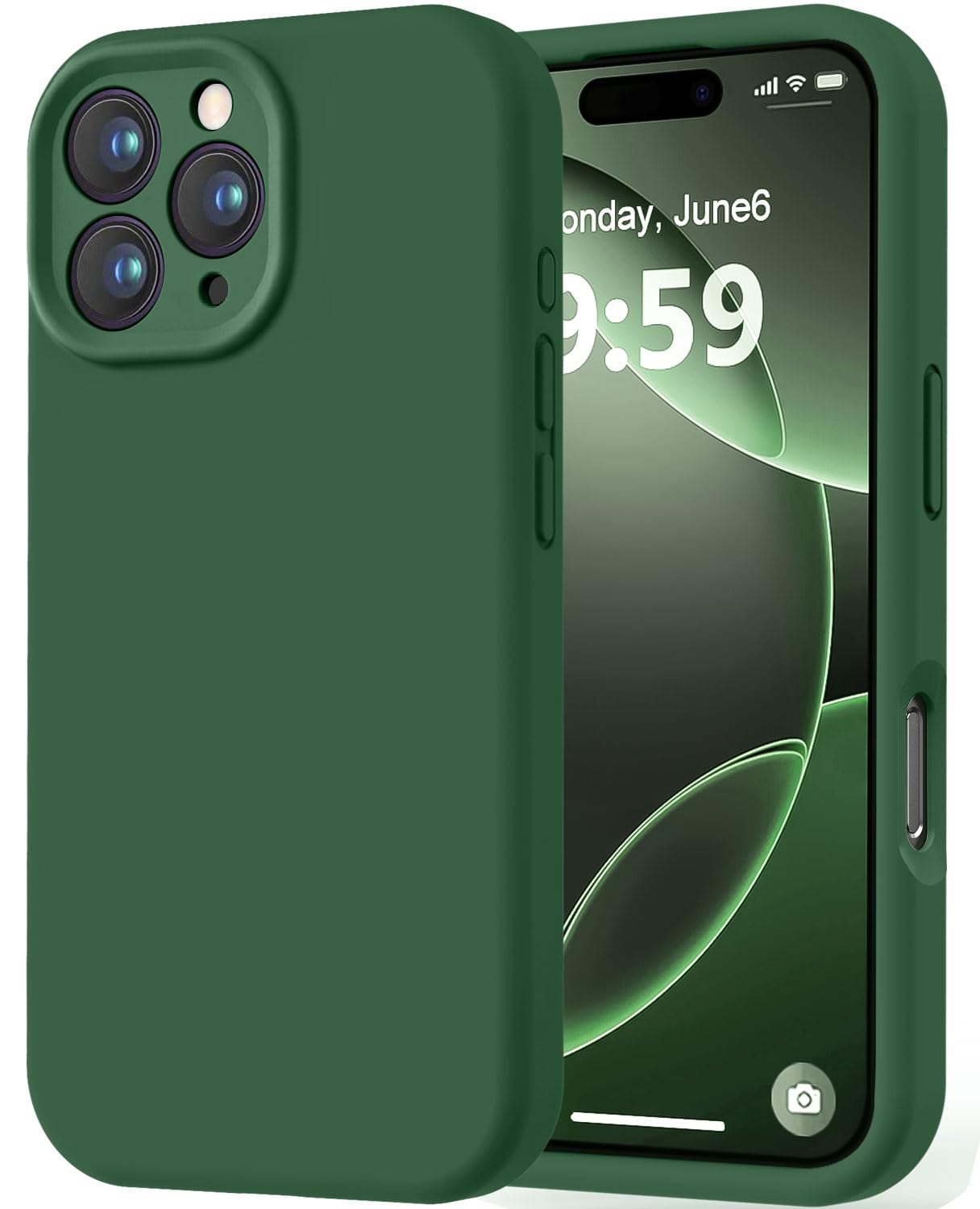 Photo 1 of LOVE 3000 Designed for iPhone 16 Pro Max Case, Premium Silicone with [Soft Anti-Scratch Microfiber Lining] Shockproof Protective Phone Case for Men Women Girls 6.9", Green