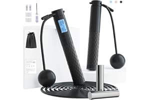 NONOGO Fitness Jump Ropes with Calorie Counter and Silicone Handles for Women Men Kids with Speed Cordless Ball and 9.2 ft Adjustable Anti-Tangle PVC Wire Rope for Fitness Crossfit Indoor Outdoor Workout