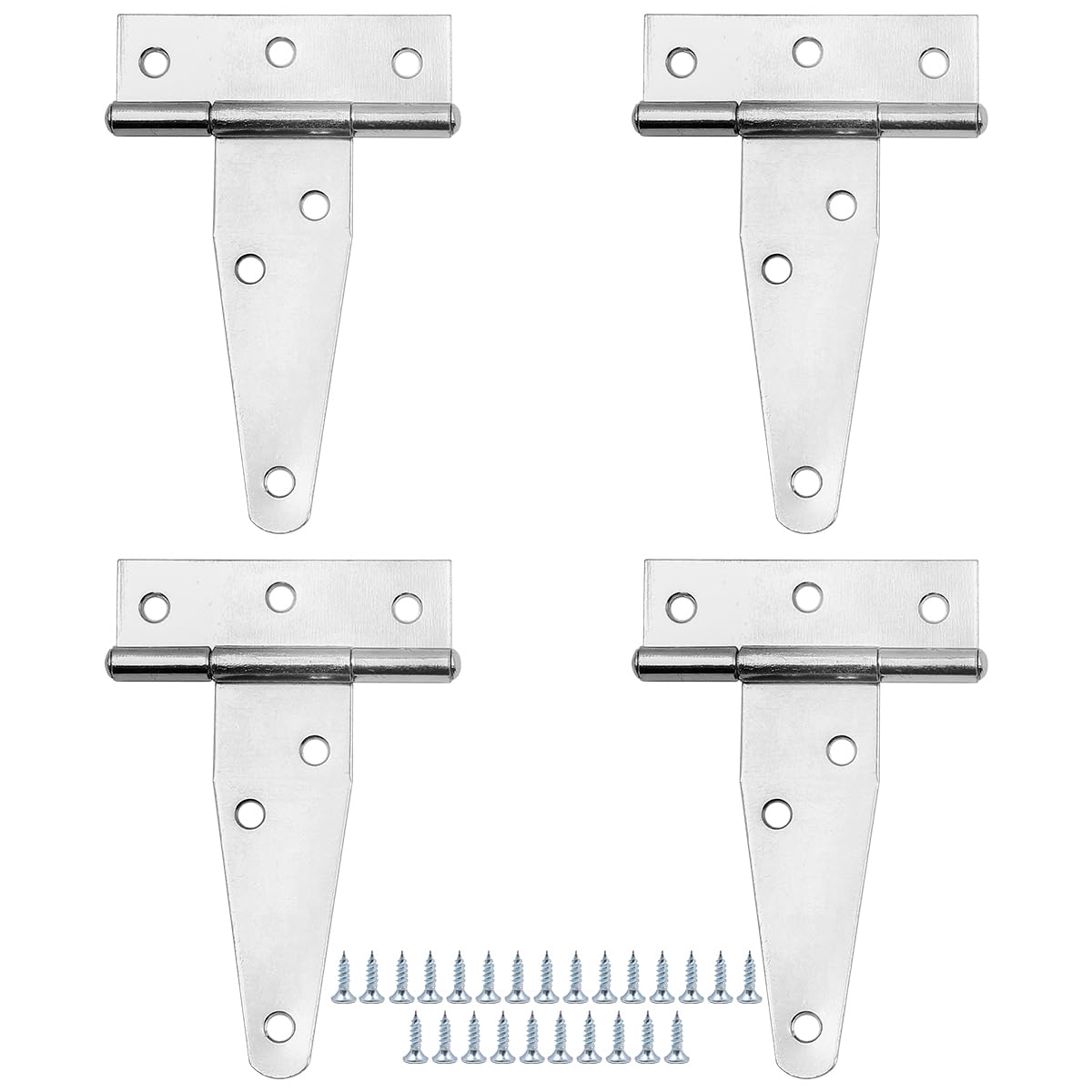 Set of 4 ZONADAH Garden Shed Door Hinge Heavy Duty T Hinge with Straps 76mm/3" Rustproof T Hinges Gate Door Barn Forged with Screws for Gates Sheds Doors Windows