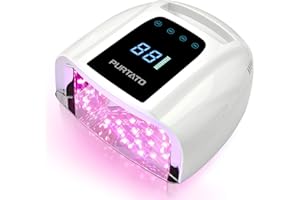 Purtato Professional Rechargeable 96W UV LED Portable Cordless UV Light for Nail Lamp Machine with Removable Stainless Steel Bottom,4 Timer Setting and Smart Sensor Nail Dryer (White)