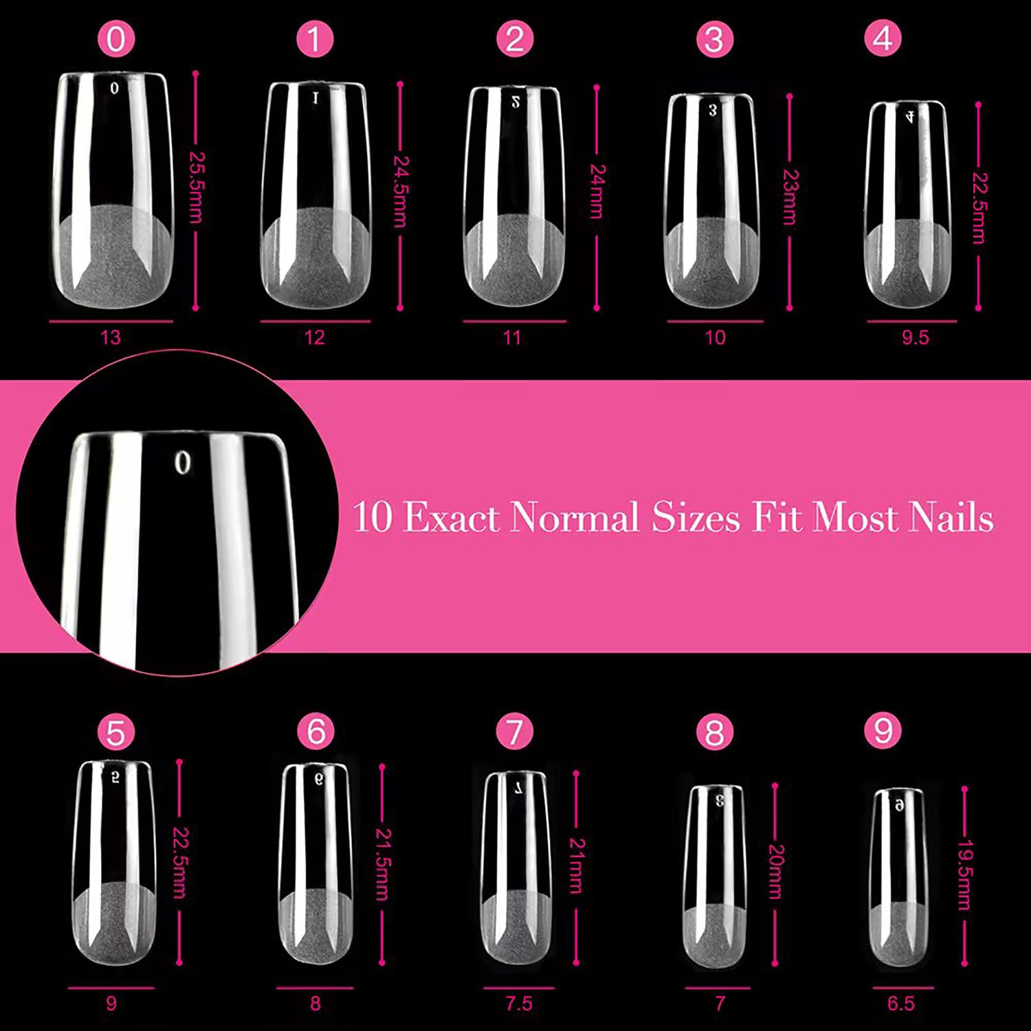 UNA GELLA Square Fake Nails 216pcs Square Press on Nails Pre-shape Clear Square Nails Tips for Full Cover Acrylic French False Nails For Nail Extension, Home DIY Nail Salon 12 Sizes False Tips - Image 6