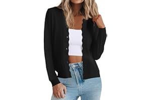PrinStory Women’s Cardigan Sweaters V Neck Button Down Scalloped Hollow Out Knit 2025 Fall Fashion Lightweight Short Top