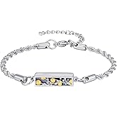 HPQQ Urn Bracelet for Ashes 925 Sterling Silver Abalone Shell Tree of Life/Dragonfly/Butterfly/Sunflower Cremation Jewelry for Ashes Keepsake Pendant Locket Bracelet for Women Mom
