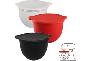 EASCANDY Silicone Liners for KitchenAid 5 Quart Stand Mixer - Stand Mixer Accessories, No More Mixer Bowls Needed - 3 Liners & 3 Lids