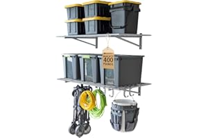 StoreYourBoard Heavy Duty Garage Shelf Wall Mount 2ft x 4ft – Wall-Mounted Shelving for Storage & Organization – Heavy Duty Garage Shelves for Tools, Bins, & Equipment – Holds 200 lbs - Black