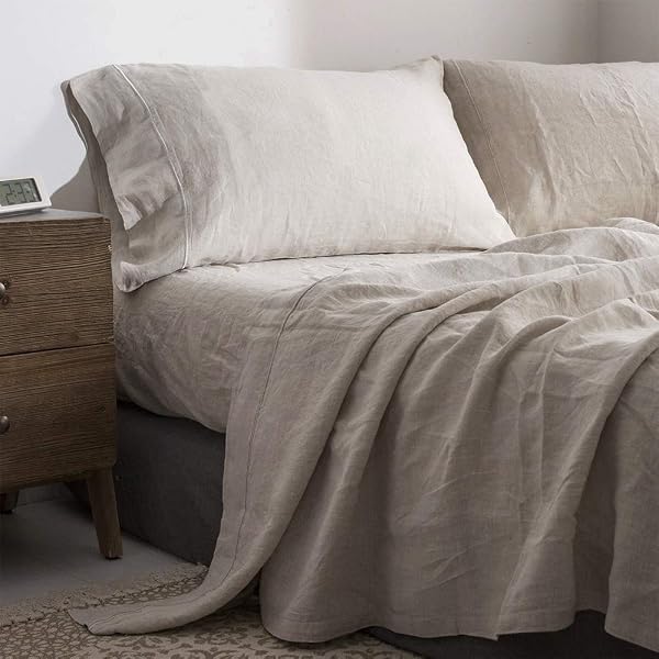 Echelon Home Washed Belgian Linen Sheet 