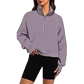 XFIFM Womens Sweatshirts Half Zip Cropped Pullover Fleece Quarter Zipper Hoodies Fall Fashion Outfits Clothes