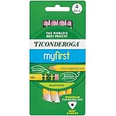 Ticonderoga My First Short Triangular Wood-Cased Pencils, #2 HB Soft | With Erasers, Yellow, 4 Count, Standard Size, High Quality Eraser