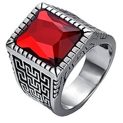 PAURO Men's Stainless Steel Vintage Pattern Square