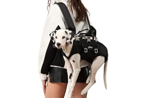 FOREVER CARING TOGETHER Dog Backpack Carrier - Spine-Friendly for Small to Midium Dogs (8-18 lbs), Horizontal Design Dog Carrier with Adjustable Back Straps,Legs-Out Comfort for Travel/Hiking/Cycling (Black, Size M)