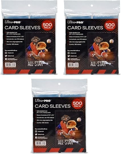Amazon Com Ultra Pro Clear Card Sleeves For Standard Size Trading Cards Measuring 2 5 X 3 5 500 X 3 Pack 1500 Total Toys Games