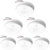 Siterlink Hardwired Interconnected Smoke Detectors,Photoelectric Smoke Alarm with 9V Battery Backup,Test/Silence Button, Hard Wired Fire Alarm for Home GS562A 6pack