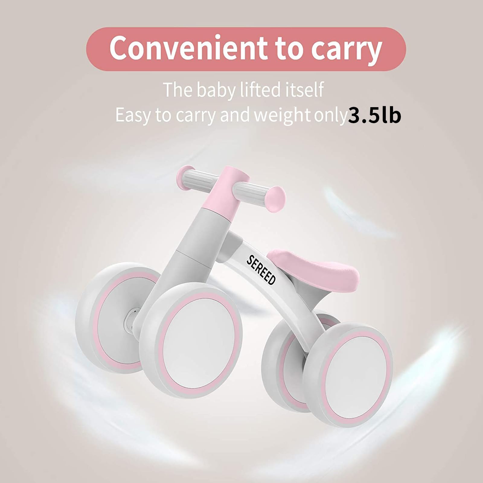 SEREED Baby Balance Bike for 1 Year Old, 4 Wheels Toddler First Bike | First Birthday Gifts | for Boys Girls 12-24 Months