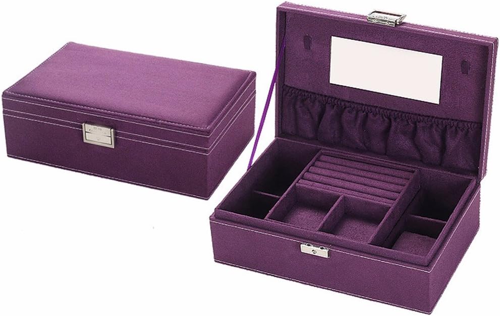 QPSSP Jewelry Box, European Princess Flannelette, Wooden Band Lock, Jewelry Box, Earring, Ring Box, New Style,D