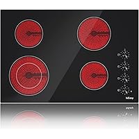 Electric Cooktop 30 Inch 4 Burners Ceramic Cooktop, Drop-in Radiant Cooktop 6700W Smoothtop Electric Stove 30'' Knob…