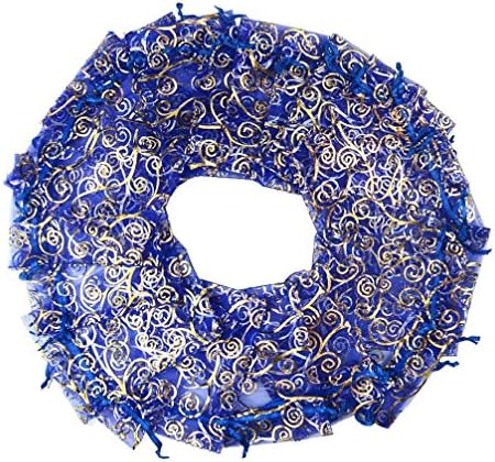 UHANGETH 100Pcs Organza Bags Jewelry Party Wedding Favor Drawstring Pouches Gift Bags (4x6, Gold-Blue)