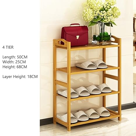 Kleine Schuhständer Für Schlafzimmer Flur 3 Bis 6 Tier Platzsparende Speicherorganisator Kleine Bambus Regal Länge 50 cm (grö