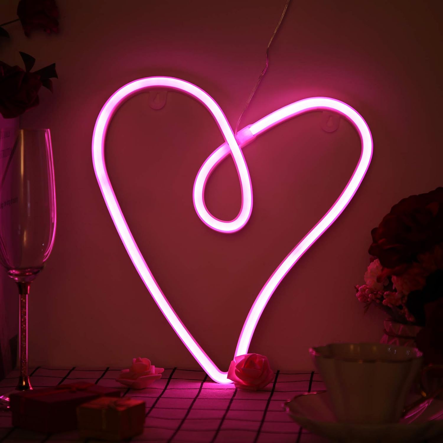 Love Heart Neon Light Valentine's Night Lights Heart Shaped Neon Signs