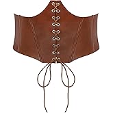 SUOSDEY Lace-up Cinch Bustiers Corset Belt for Women, Elastic Tie Waspie Wide Costume Waist Belt for Renaissance Halloween