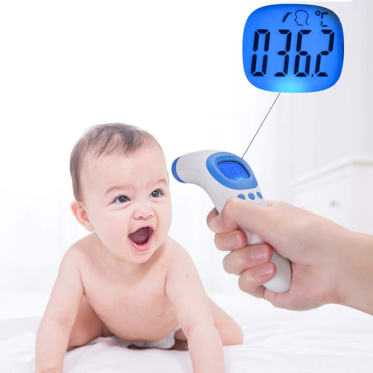Forehead and Ear Thermometer, Digital Infrared Non Contact Temporal Thermometer Temperature - Ideal for Fever - Adults, Infants, Toddlers 89.6℉~109.2℉ (32℃～42.9℃)