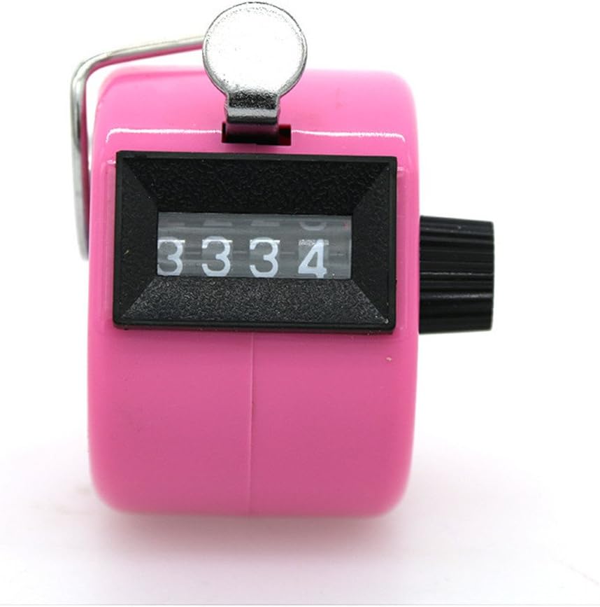 Manual Tally Counter 4 Digit Display Counter Lap Counter with Finger Ring Mechanical Palm Click Counter Pink for Stadium, Casino and Game Scores by TheBigThumb
