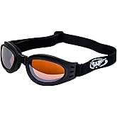 Global Vision Adventure Folding Motorcycle Goggles Gloss Black Frames with Driving Mirror Lenses