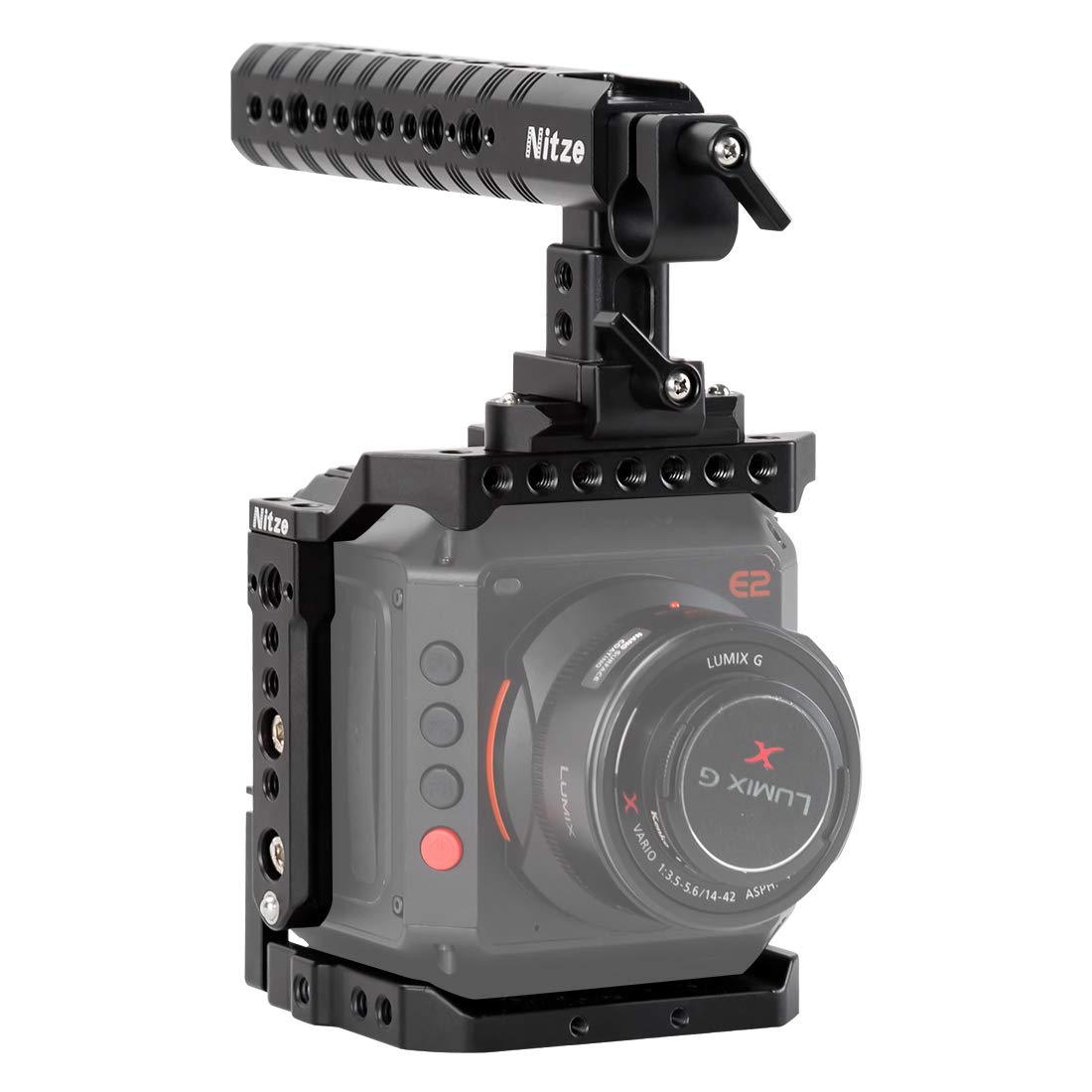 Nitze Cage for Z CAM E2 Camera with NATO Handle and HDMI & USB Cable Clamps - ZHT-E2