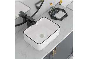 Lofeyo 16"x12" Vessel Sink Rectangular Vessel Sink White Vessel Sink Small Bowl Sinks for Bathrooms Above Counter Ceramic Bathroom Sink Rectangule Sink Bowls For Bathroom Vanity Lavatory Bowl Basin