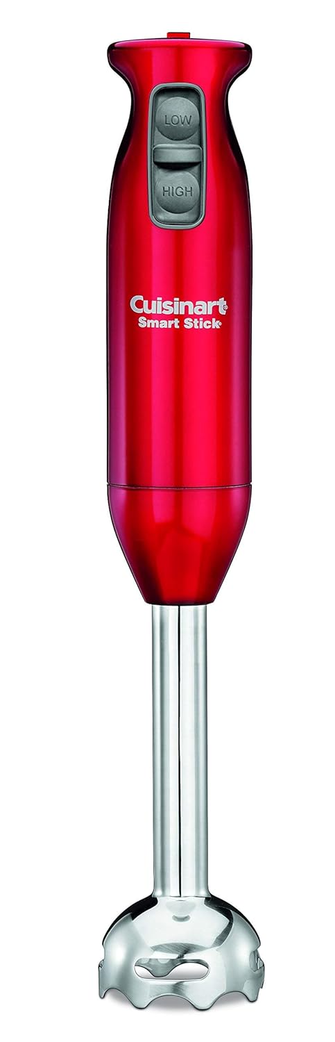 Cuisinart CSB-75MR Smart Stick 2-Speed 200-watt Immersion Hand Blender, Metallic Red, 2017, (Renewed)