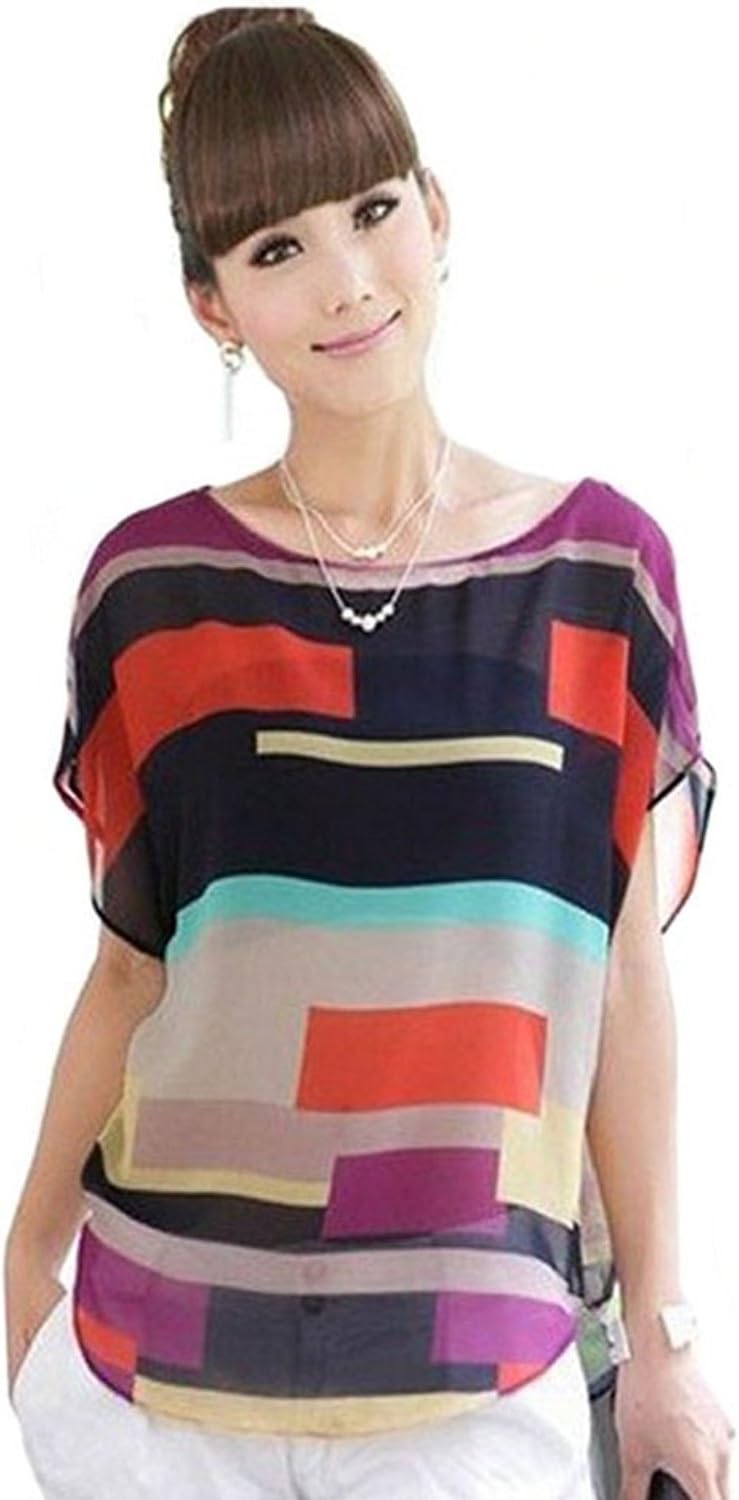 Tongshi Women's Perspective Casual Loose Chiffon Tops Blouses