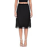 Lovasy Women Satin Half Slips Lace Long Underskirt Anti Static Under Skirt Soft Slip Dress for Skirts Dresses S-3XL