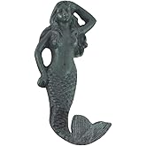 TG LLC Treasure Gurus Nautical Metal Mermaid Hook Antique Green Decor Bath Kitchen Home Decor