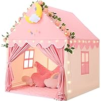 Wilwolfer Kid Tent with Mat, Star Lights - Kids Play Tents for Toddlers Kids Tents Indoor Playhouse - Princess Tent for Girls