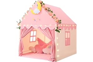 Wilwolfer Kid Tent with Mat, Star Lights - Kids Play Tents for Toddlers Kids Tents Indoor Playhouse - Princess Tent for Girls